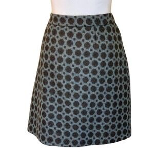 Boden British Tweed by Moon blue/brown faux wrap wool dot skirt, academia, 10